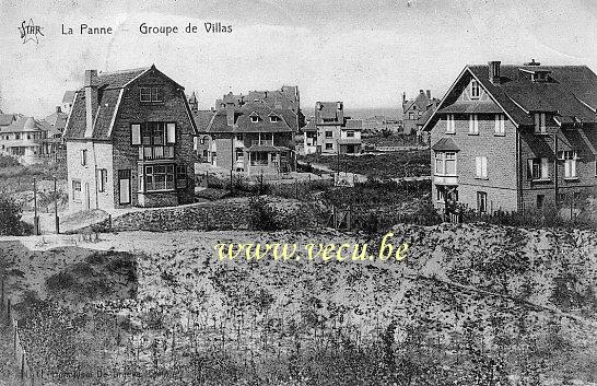 ancienne carte postale de La Panne Groupe de Villas