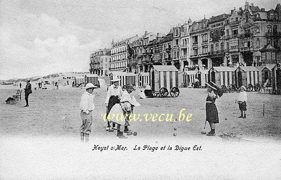 ancienne carte postale de Heyst La Plage et la Digue Est