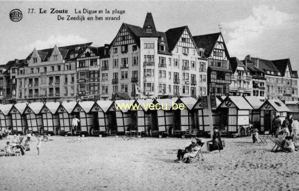 ancienne carte postale de Le Zoute La digue et la plage