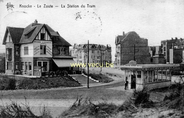 ancienne carte postale de Le Zoute La station du tram