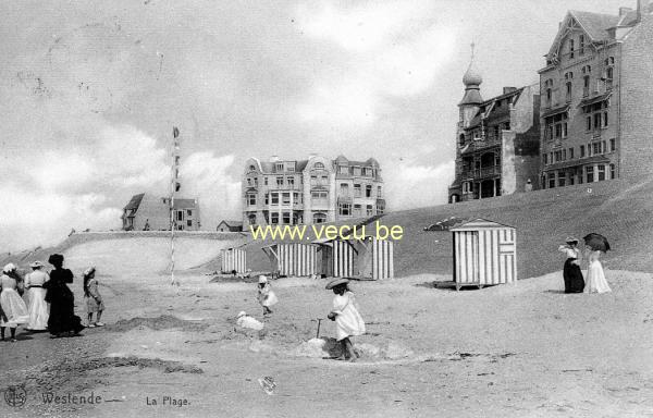 ancienne carte postale de Westende La plage