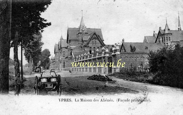 postkaart van Ieper La maison des aliénés (Façade principale).