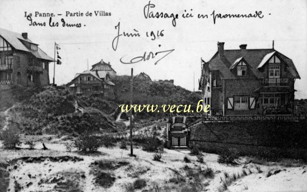 ancienne carte postale de La Panne Partie de Villas