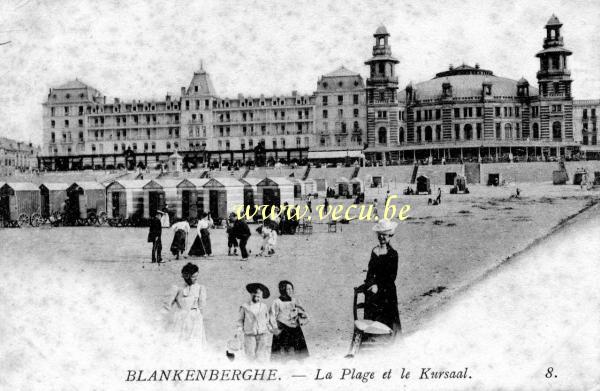 ancienne carte postale de Blankenberge La Plage et Le Kursaal