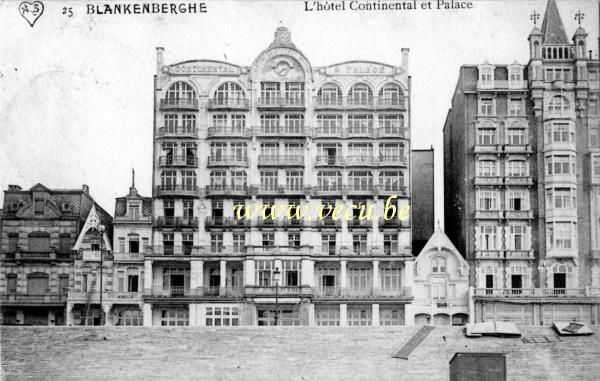 ancienne carte postale de Blankenberge L'hôtel Continental et Palace