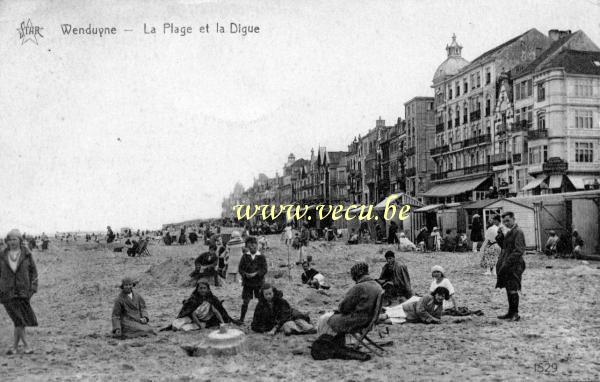 ancienne carte postale de Wenduyne La plage et la digue
