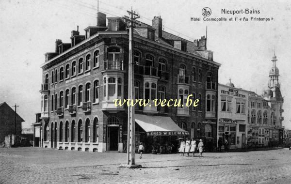 ancienne carte postale de Nieuport Hôtel Cosmopolite et Au Printemps