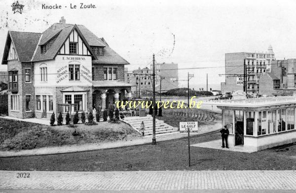 ancienne carte postale de Le Zoute Restaurant Scherrens et arrêt du tram
