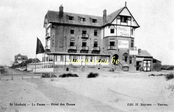 ancienne carte postale de Saint-Idesbald Hôtel des Dunes