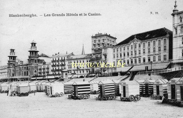 ancienne carte postale de Blankenberge Les grands hôtels et le casino