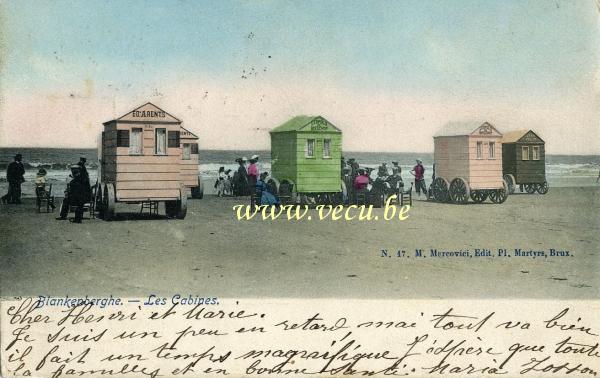 ancienne carte postale de Blankenberge Les cabines