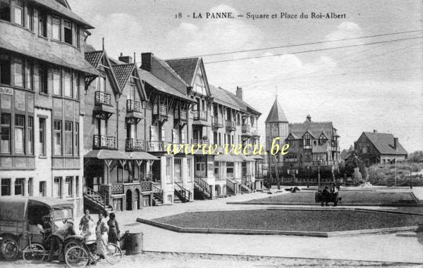 ancienne carte postale de La Panne Square et Place du roi Albert