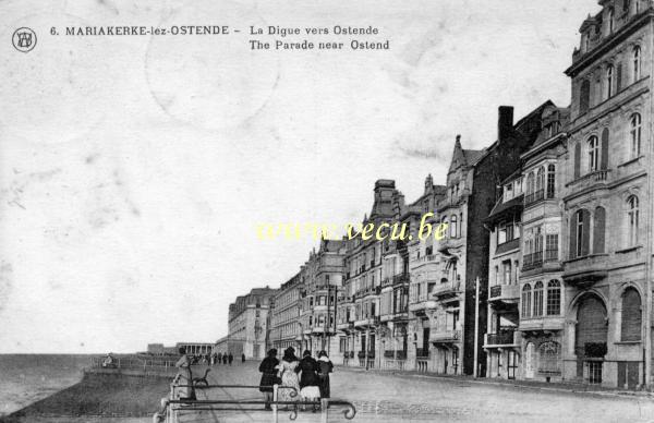 ancienne carte postale de Mariakerke La digue vers Ostende