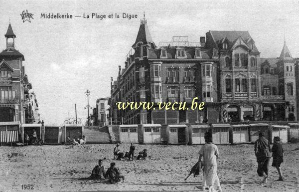 ancienne carte postale de Middelkerke La plage et la digue
