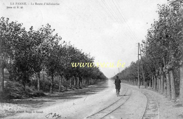 ancienne carte postale de La Panne La route d'Adinkerke