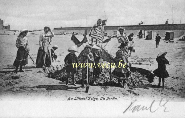 ancienne carte postale de La Panne Au littoral Belge. un fortin