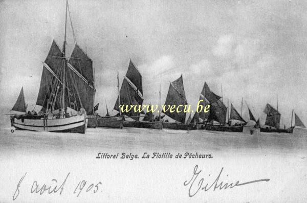 ancienne carte postale de La Panne La flotille de pêcheurs