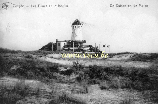 postkaart van Koksijde De duinen en de molen
