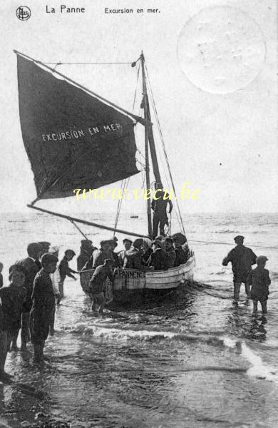 ancienne carte postale de La Panne Excursion en mer