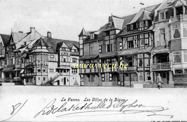 ancienne carte postale de La Panne Les villas de la digue