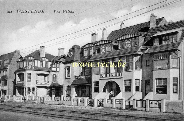 ancienne carte postale de Westende Les Villas