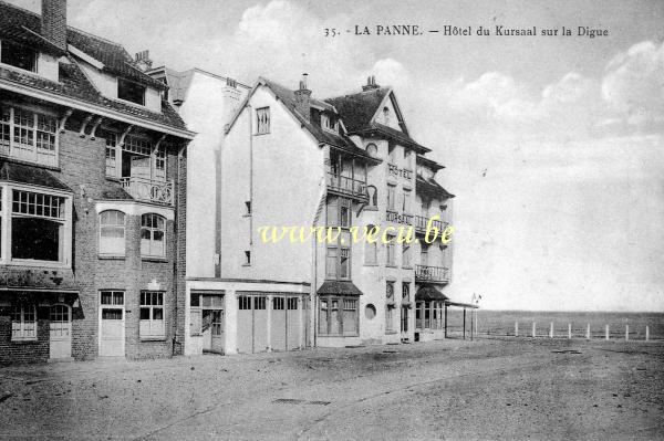 ancienne carte postale de La Panne Hôtel du Kursaal sur la digue
