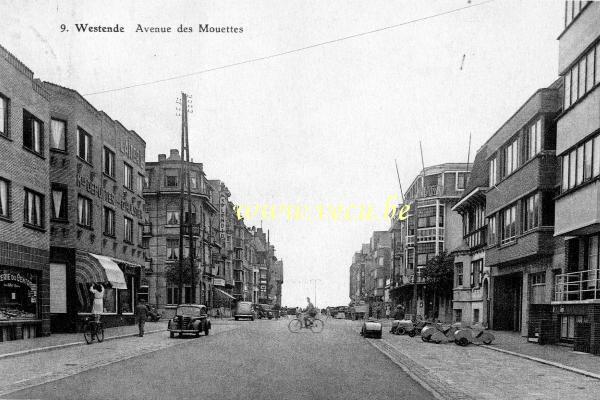 ancienne carte postale de Westende Avenue des Mouettes