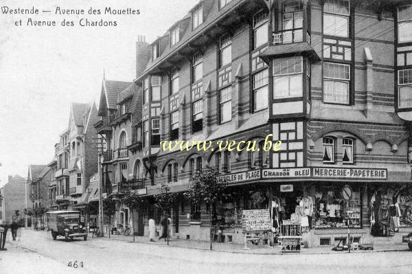ancienne carte postale de Westende Avenue des Mouettes et Avenue des Chardons