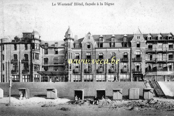 ancienne carte postale de Westende Le Westend Hôtel, façade à la Digue
