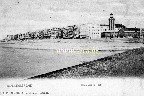 ancienne carte postale de Blankenberge Digue vers le Port
