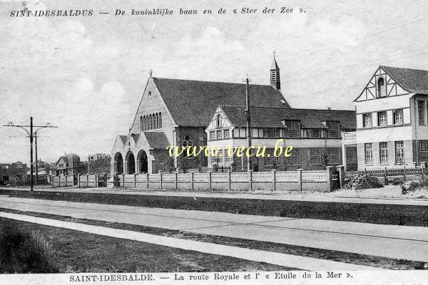 ancienne carte postale de Saint-Idesbald La route Royale et l'Etoile de Mer
