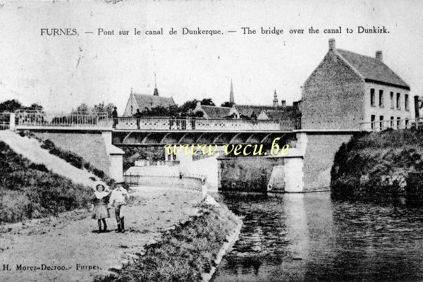 ancienne carte postale de Furnes Pont sur le canal de Dunkerque