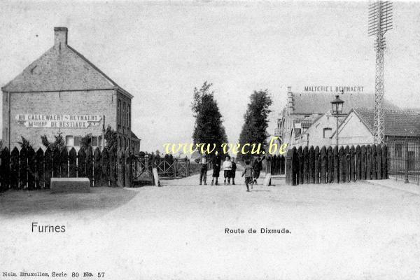 ancienne carte postale de Furnes Route de Dixmude
