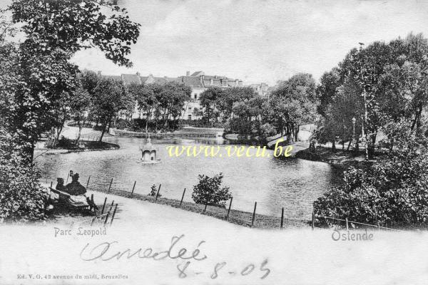 ancienne carte postale de Ostende Parc Léopold