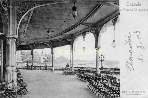 ancienne carte postale de Ostende Le Kursaal et la terrasse