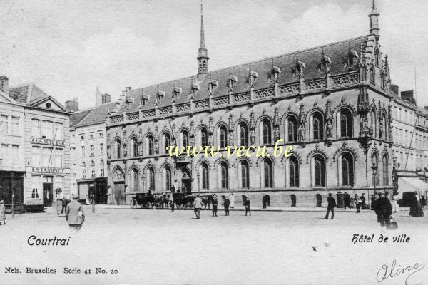 ancienne carte postale de Courtrai Hôtel de Ville