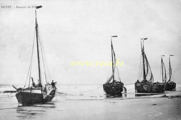 ancienne carte postale de Heyst Bateaux de pêche