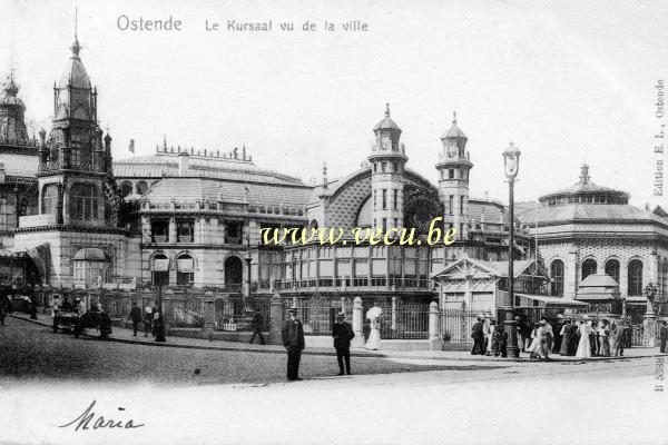 postkaart van Oostende Le Kursaal vu de la ville
