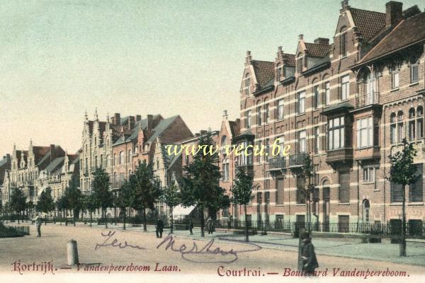 ancienne carte postale de Courtrai Boulevard Vandenpeereboom