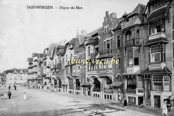 postkaart van Duinbergen Villas (dont Villa Eugénie) sur la digue de mer