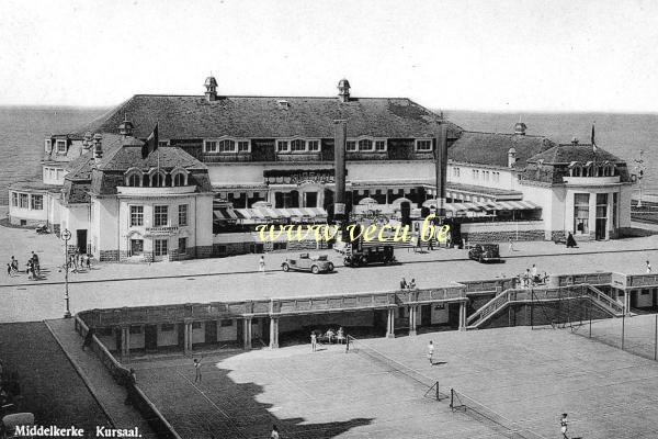 ancienne carte postale de Middelkerke Kursaal et tennis