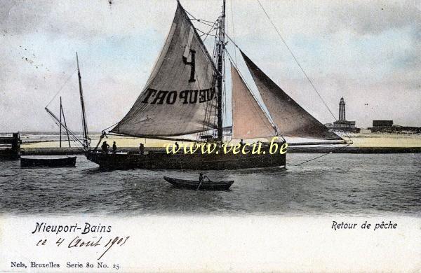 postkaart van Nieuwpoort Retour de pêche