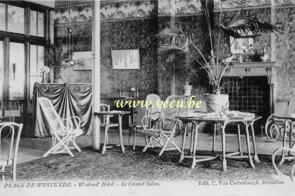 ancienne carte postale de Westende Westend' Hotel - Le grand salon