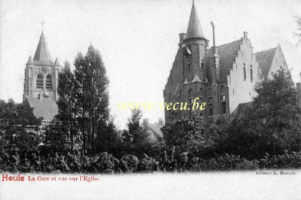 ancienne carte postale de Heule La Cure et vue sur l'église