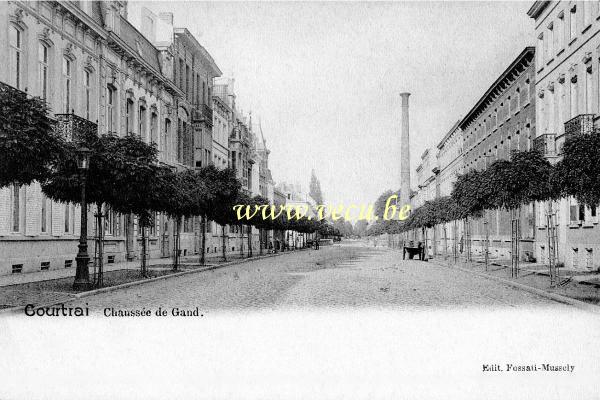 ancienne carte postale de Courtrai Chaussée de Gand