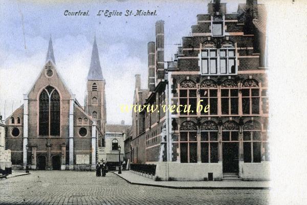 ancienne carte postale de Courtrai L'église St-Michel