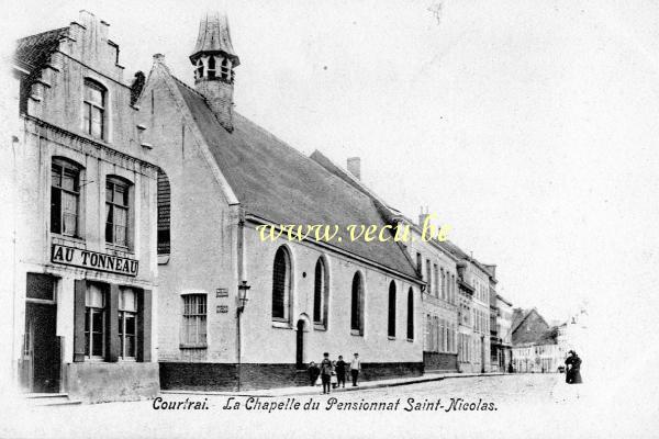ancienne carte postale de Courtrai La Chapelle du pensionnat Saint-Nicolas