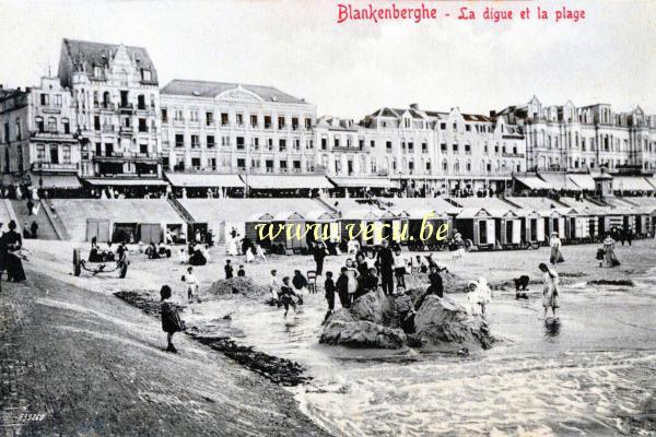 ancienne carte postale de Blankenberge La digue et la plage