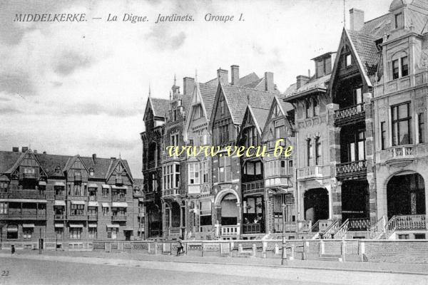 ancienne carte postale de Middelkerke La Digue - Jardinets - Groupe I
