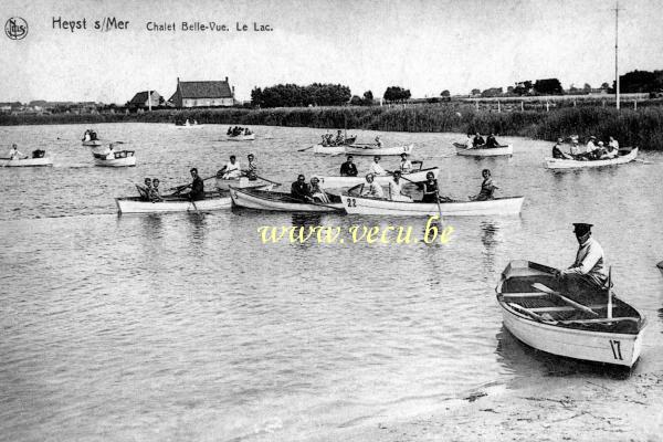 ancienne carte postale de Heyst Chalet Belle-Vue. Le lac